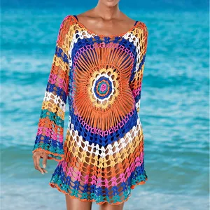 2020 new arrivals crochet plus size bikini kaftan bathing suit cover ups for woman beach wear