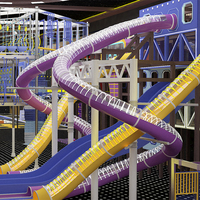 Aire de jeux intérieure pour enfants Space Adventure avec toboggan en spirale transparent, parcours d'obstacles en filet de cordes, parc d'attractions familial YiFang