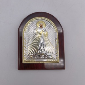 Icona Ortodossa in Tono Dorato di <span class=keywords><strong>Gesù</strong></span> Cristo e Vergine <span class=keywords><strong>Maria</strong></span>, Placca Religiosa da Parete in Alluminio su Pannello MDF <span class=keywords><strong>per</strong></span> Casa - Product Image 1