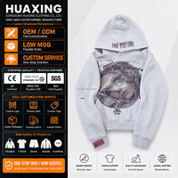 Sweat à capuche gris vintage Y2K pour homme, imprimé graphique en strass, coupe ample et délavée, en molleton épais, style streetwear surdimensionné, personnalisé, grunge
