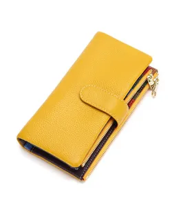 New Style Fashion Large Capacity Phone Case Ladies Fashion Card Holder Bifold Genuine Leather Women Wallet