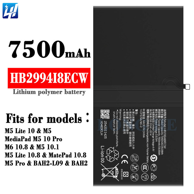 100% Health Battery for HUAWEI MediaPad M5 10 Pro MediaPad M6 10.8 Battery HB2994i8ECW