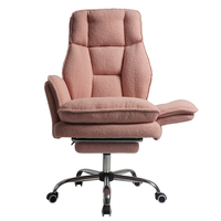 Chaise de bureau moderne à pieds croisés, siège en peluche rose, adaptée aux chats, grande et haute, pour ordinateur, Silla De Escritorio