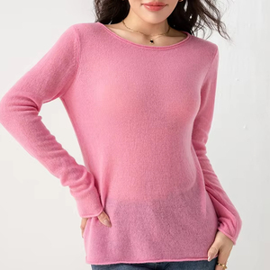 Pull en tricot à col rond de haute qualité personnalisé, léger, pour l'automne et l'hiver, à manches longues, en cachemire, pour femmes - Product Image 4