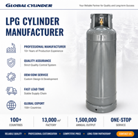 Bouteille de gaz de cuisson standard de haute qualité pour l'Amérique latine et le Mexique, 20 kg vide, prix de la bouteille de gaz GPL
