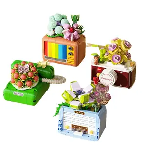JK2715-2718 saftige Pflanzen Kamera Radio kreative Dekoration Baustein Kunststoff Spielzeug Geschenk für Mädchen Kinder Jungen