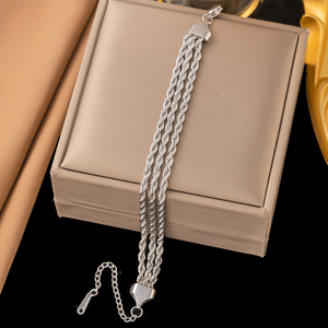 Bracciali in Acciaio Inossidabile 316L Placcati Oro 18K, Bracciale Laminato a Forma di Cuore, Bracciale Charm per Uomo e Donna - Product Image 6