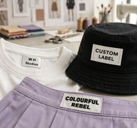 Étiquettes de vêtements personnalisées en polyester tissé, technique double brocart satiné plat, étiquettes de col pour vêtements, brodées, imprimées, couleur personnalisée