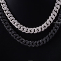 Panthère noire avec Moissanite noire Cied Out 9mm-13mm chaîne à maillons cubains pour bijoux Hiphop plaqué or