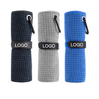 Serviette de nettoyage de balles de golf en microfibre gaufrée avec logo personnalisé, séchage rapide, absorbante, vente en gros directe d'usine OEM