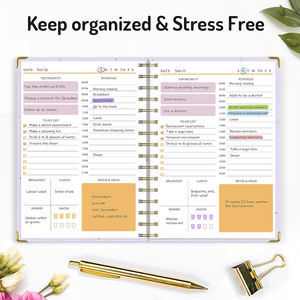 Agenda quotidien A5 non daté 2026 avec couverture rigide en PP, organiseur, suivi des <span class=keywords><strong>repas</strong></span>, des habitudes et des routines, suivi des objectifs, liste de tâches - Product Image 5