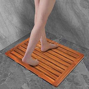 Tapis de douche rectangulaire en teck massif fabriqué à la machine Utoplike, antidérapant, écologique, grand format pour salle de bain, <span class=keywords><strong>spa</strong></span>, maison, extérieur - Product Image 1