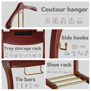 Appendiabiti da terra per <span class=keywords><strong>uomo</strong></span>, modello Executive, con porta cravatte e scarpiera, in mogano, per hotel - Vendita all'ingrosso - Product Image 5