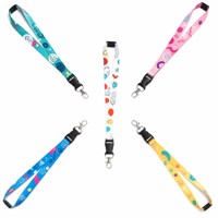 Lanières promotionnelles personnalisées en gros, pas chères, tendance, imprimées, en polyester recyclé de 30 mm, sublimées, avec enrouleur de badge