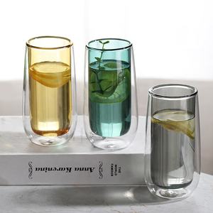 <span class=keywords><strong>Verre</strong></span> à double paroi isolé pour boissons, jus et eau, en <span class=keywords><strong>verre</strong></span> borosilicate coloré, idéal pour les fêtes, tasse à café à double paroi - Product Image 2