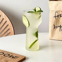 Vente en gros de gobelets à glace réutilisables et durables en verre borosilicate transparent de style nordique, gobelets à soda américains pour boissons froides