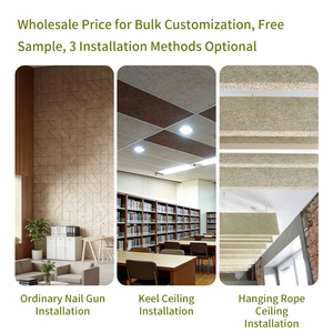 Panneau acoustique en <span class=keywords><strong>laine</strong></span> <span class=keywords><strong>de</strong></span> <span class=keywords><strong>bois</strong></span> au design moderne pour la décoration <span class=keywords><strong>de</strong></span> plafonds muraux intérieurs insonorisés - Product Image 5