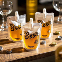 Impression personnalisée Pochettes à bec verseur en papier kraft écologique Pochettes pour bière Doypack Sachets pour boisson Emballage de liquide Sac pour bière