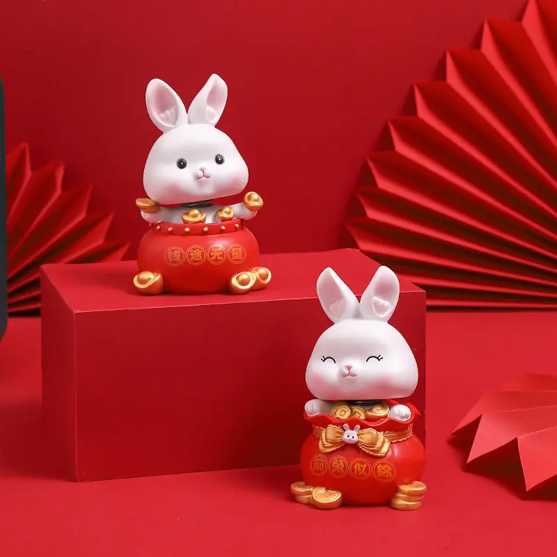 Factory Selling Cute Rabbit Cartoon Ornaments Zhaolui Living Room Office Desktop Resin Ornaments