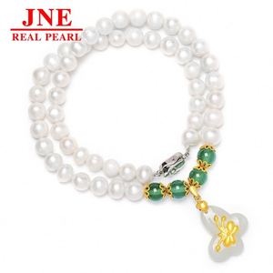 Natural Pearl Necklace Chalcedony Beads Hetian Gold Butterfly Pearl Necklace Mother's Gift for <strong>Elders</strong> Mother's Day - Product Image 5