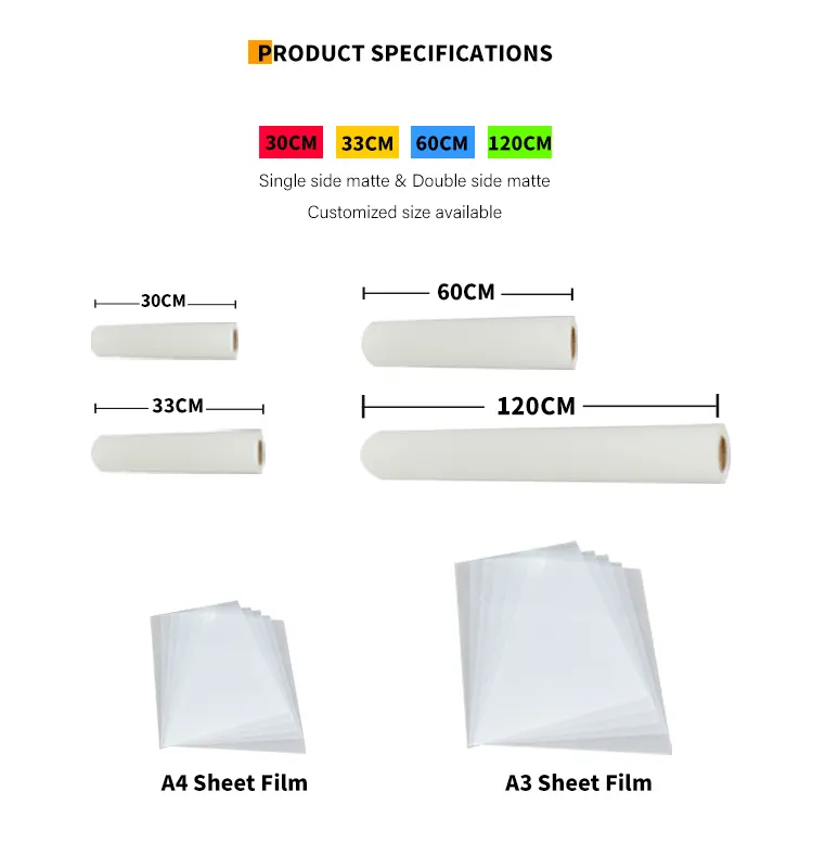 Qinyu a3 dtf printing pet film 60 cm 30cm 120cm 43cm roll a3 dtf i3200 dtf printing film