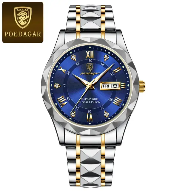 Reloj2023新しいPOEDAGAR615高級メンズウォッチビジネストップブランドマン腕時計防水ルミナスデイトウィーククォーツメンズウォッチ