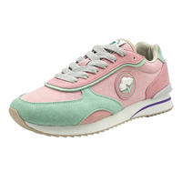 Chaussures de sport pour femmes, sneakers color block en daim et mesh, lacets, semelle intermédiaire EVA, chaussures décontractées tendance pour le printemps, l'automne et le quotidien.