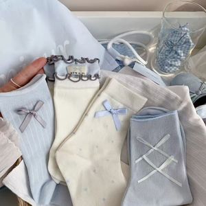 Chaussettes en coton en dentelle respirante pour <span class=keywords><strong>femmes</strong></span> douces et mignonnes mi-mollet automne hiver Style forêt Design inspiré des plantes Body Cuff Logo Daily - Product Image 5