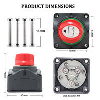 Interrupteur de déconnexion de batterie 275A 1-2-Both-Off DC 12V-48V Interrupteur principal de batterie marine Coupure d'alimentation pour isolateur de batterie marine