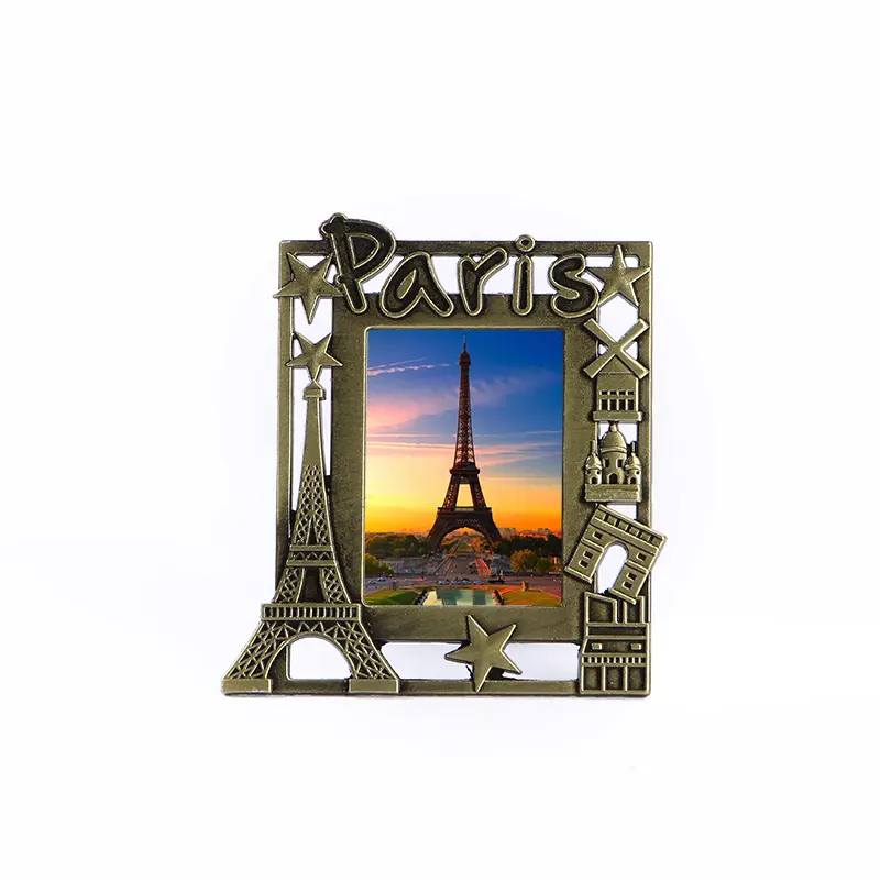 3D die casting sunset scenery Paris France Eiffel Tower souvenir gift metal rectangle picture frame