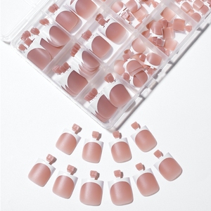 MyBeautyNails Private Label French Manucure d'orteils carrée droite en <span class=keywords><strong>gel</strong></span> souple à presser, <span class=keywords><strong>faux</strong></span> ongles courts <span class=keywords><strong>Gel</strong></span> X pour les orteils - Product Image 1
