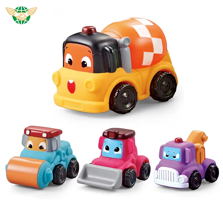 2023 새로운 공학 장난감 만화 무료 바퀴 공학 트럭 4 조각 한 상자 3 유아를위한 구색