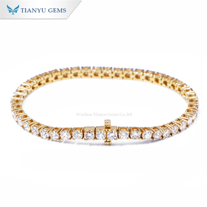 Bracelet tennis Tianyu Gems en diamants HPHT cultivés en laboratoire, or jaune 14K/18K, couleur DEF, 3,0 mm, 47 pierres taille rond, environ 10,11 g - Product Image 1