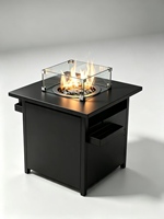 Brasero carré en aluminium personnalisable, résistant à la rouille, résistant aux intempéries, table de feu extérieure avec rangement dissimulé pour réservoir de propane