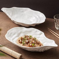 Plats en céramique en forme de coquille d'huître créative blanche fine porte-tapas plateau décoratif bol mat en porcelaine pour les fruits de mer