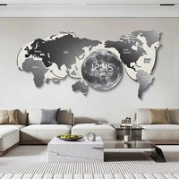 Peinture décorative de carte du monde, horloge électronique à écran LED pour salon, peinture murale créative pour bureau, horloge murale avec lampe