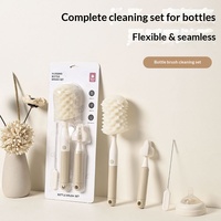 Brosse à biberon multifonction avec insert pour carte, brosse à tétine à manche droit, ensemble de nettoyage pour biberons et tasses de bébé