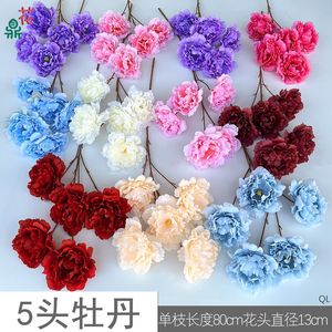 Fleurs artificielles en soie pivoine Dream Poem, 5 têtes, faites à la main, pour décoration de mariage - Product Image 4