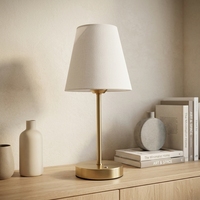 Lampe de table portable de luxe classique pour l'extérieur, sans fil, moderne, alimentée par batterie rechargeable, abat-jour en tissu blanc, veilleuse