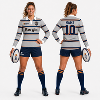 Camiseta de Rugby Personalizada para Clubes, Unisex, Impresión por Transferencia de Calor, Secado Rápido, Absorción de Humedad, Logotipo Personalizado, Ropa Deportiva de Equipo, OEM, 100% Poliéster