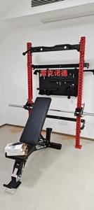 Spor salonu Fitness muti-fonksiyonel katlanır duvara montaj güç rack'i basın raf Squat çerçevesi düz tezgah ve ağırlık plakaları ile - Product Image 4