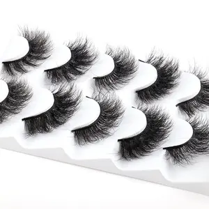 Wholesale bushy lashes 5 pairs of false eyelashes natural fluffy faux mink lashes