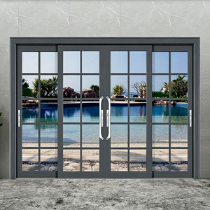 Portes coulissantes en aluminium à double vitrage pour villa, salon, cuisine, Foshan, <span class=keywords><strong>porte</strong></span> coulissante sur mesure avec cadre en aluminium et verre isolant - Product Image 2