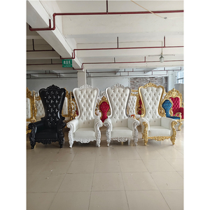 Venta al por mayor de lujo de la boda Reina Real barato de respaldo alto de madera de oro antiguo rey trono Hotel boda silla sofá para la venta - Product Image 4
