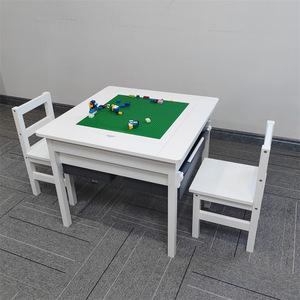 <span class=keywords><strong>Table</strong></span> <span class=keywords><strong>de</strong></span> jeu en bois 2-en-1 Ensemble <span class=keywords><strong>de</strong></span> 2 chaises pour enfants Tables <span class=keywords><strong>de</strong></span> construction en blocs Briques compatibles Tiroirs <span class=keywords><strong>de</strong></span> rangement inclus Jouets éducatifs en bois - Product Image 2