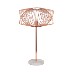 Lampada da Tavolo con Gabbia in Filo Metallico, Design in Metallo e Base in Marmo, Lampada d'Accento per Camera da Letto o Soggiorno - Product Image 1