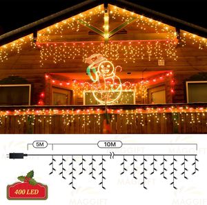 MAGGIFT 10 m 400 LED-Eiszapfen-Lichterkette für den Außenbereich/Innenbereich, Weihnachtsbeleuchtung, Fernbedienung, Timer, 8 Modi, IP44, wasserdicht, dimmbar - Product Image 2