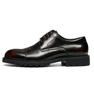 Chaussures habillées pour hommes en cuir véritable, style Oxford, bout rond, à lacets, couleur unie, semelle extérieure en caoutchouc, toutes saisons, pour le travail, vente en gros de chaussures pour hommes - Product Image 3
