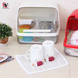 Support de cuisine multifonctionnel, boîte de rangement anti-poussière pour bouteilles de lait en plastique avec couvercle rectangle - Product Image 4