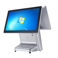 POS-терминал от производителя: серебристый металлический корпус, ОС Windows/Android, емкостный сенсорный экран, LED-дисплей цен, настраиваемый одинарный/двойной экран